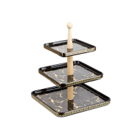 Купить Блюдо 3-х ярусное "Черный мрамор" 25*25*32,5 см (1/6) "NOUVELLE HOME" 1180046