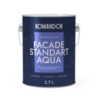 Краска фасадная "FACADE STANDART AQUA" атмосферостойкая база C 2,7 л (1) "KOMANDOR"