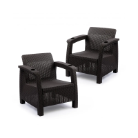 Купить Кресла пласт. "Ротанг плюс" набор 2 шт. (мокко) (1) "Альтернатива" м8840