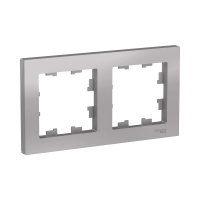 Купить Рамка "ATLASDESIGN" 2-х местн. универс., алюминий (1/10/60) "SCHNEIDER"
