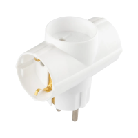 Купить Разветвитель электрический "Викей'' тс-3 е, 2 гнезда с заземл +1 гн., 16 а, белый (1/100) "Веллконт"