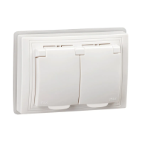 Купить Розетка "KVARTA" 2-х местн. с заземл, с шторк, с крышкой рсбш12-3-кб-44, 16а, белый (1/6/120) "IEK"