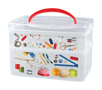 Купить Коробка универс. с ручкой и декором "MULTI BOX" 2 секции, 245*160*165 мм (1/9) "Бытпласт"