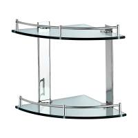 Купить Полка для ванной угловая 2-х ярусная 24*24*27 см нержав., полки стекло (1/8) "Рыжий кот" CG-05