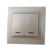 Купить Выключатель "MIRA" 2-х кл. с индикатором, жемчужно-белый (1/10/120) "LEZARD" 701-3030-112