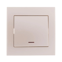 Купить Выключатель "RAIN" 1 кл. с индикатором, жемчужно-белый металлик (1/10/120) "LEZARD" 703-3030-111