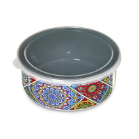 Купить Миска эмалиров. "Султана" 1,8 л, 18 см пласт. крышка (1/4) "METROT"