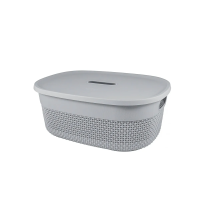 Купить Корзина универс. с крышкой "OSLO" 388*292*155 мм 12 л (серый шторм) (1/12) "PLAST TEAM" PT1332сш-12