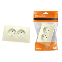 Купить Розетка двойная 10а 250в IP20 с защитн. шторками "Лама" слон. кость (1/7/84) TDM SQ1815-0112