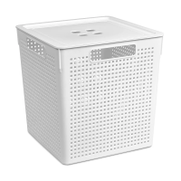 Купить Корзина для хранения с крышкой "Лофт" 23 л  29,4*29,4*30,1 см (белая) (1/9) "Виолет"