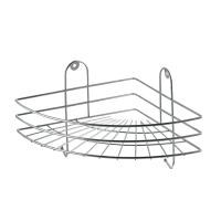 Купить Полка для ванной угловая 23*23*19 см с крючками, хром. (1/12) "DEL MARE" SWR-18-01