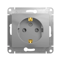 Купить Розетка "GLOSSA" 1 местн. с заземл, с шторками (механизм) 16а, алюминий (1/20/160) "SCHNEIDER"