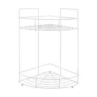 Купить Полка для ванной угловая 2-х ярусная 22*22*38 см металл. белая (1/8) "Рыжий кот" W2348AP-2