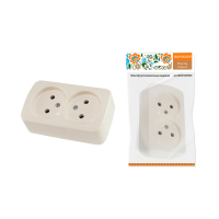 Купить Розетка двойная открыт. уст. 10а 250в IP20  "Дача" слон. кость (1/10/100) народная SQ1824-0022
