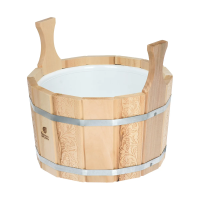 Купить Ушат для бани и сауны "Цветочный орнамент" 9 л, 2 ручки, пластик. вставка, липа (1) 32696