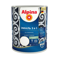 Грунт- эмаль по ржавчине 3 в 1 белая (RAL 9003) 0,75 л (1/6) "ALPINA"