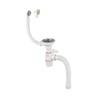 Купить Сифон "NEO" с выпуском 1 1/2" х 40 мм с отводом и и гофротрубой 800 мм (1/35) WIRQUIN