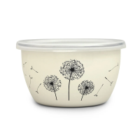 Купить Миска эмалиров. "Одуванчик" 1,1 л, 14 см пласт. крышка (1/6) "METROT"