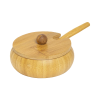 Купить Банка для специй 11*11*6 см с крышкой и ложкой, бамбук (1/36) "OLAFF" 204-50005