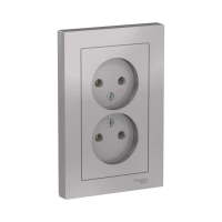 Купить Розетка "ATLASDESIGN" 2-х местн. 16а, алюминий (1/6/36) "SCHNEIDER"