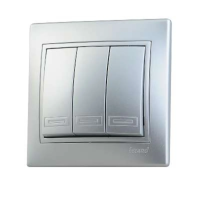 Купить Выключатель "MIRA" 3-х кл., серый металлик (1/10/120) "LEZARD" 701-1010-109