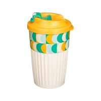 Купить Термокружка с клапаном и декором "Геометрия" 450 мл (оранжевая) (1/10) "Бытпласт"