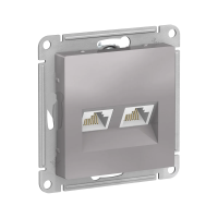 Купить Розетка компьютерная "ATLASDESIGN" 2-х местн. RJ45+RJ45 (механизм) алюминий (1/10/60) "SCHNEIDER"