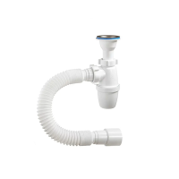 Купить Сифон 1 1/2" х 40 мм с литым выпуском и гофротрубой (1/40) "ORIO" а-32019