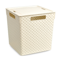 Купить Корзина для хранения с крышкой "Береста" 23 л  29,4*29,4*30,1 см (слоновая кость) (1/9) "Виолет"