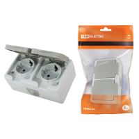 Купить Розетка двойная с заземл. откр. уст. 16а 250в IP54 (керам.) "Вуокса" (1/5/50) TDM SQ1803-0008