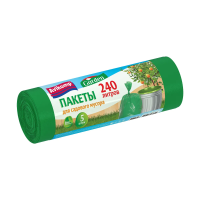 Купить Пакеты для садового мусора "GARDEN" 240 л, рулон 5 шт. (зеленые) 43 мкм (1/10) "AVIKOMP"