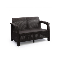 Купить Диван пласт. "Ротанг плюс" 2-х местный 1270*700*790 мм (мокко) (1) "Альтернатива" м8837