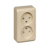 Купить Розетка открыт. уст. "Этюд" 2-х местн. с шторками 16а, кремовый (1/16/128) "SCHNEIDER"