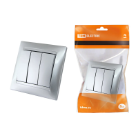 Купить Выключатель 3-х кл. 10а "Лама" серебр. металлик (1/10/120) TDM SQ1815-0203