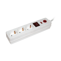 Купить Фильтр сетевой с заземл. сф-03к-выкл. 3 розетки, 2P+PE/1,5 м 3*1 мм, белый (1/6/24) "IEK"