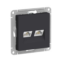 Купить Розетка компьютерная "ATLASDESIGN" 2-х местн. RJ45+RJ45 (механизм) карбон (1/5/20) "SCHNEIDER"
