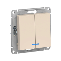Купить Выключатель "ATLASDESIGN" 2-х кл. с индикатором (механизм) 10а, бежевый (1/20/160) "SCHNEIDER"