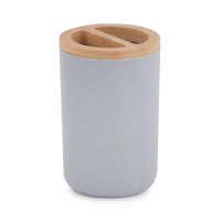 Купить Стакан для ванной комнаты "Бамбук" с разделителем, серый (1/18) "Альтернатива" м8057