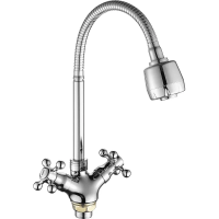 Купить Смеситель для кухни A4319 гибкий излив, двухвентильный, хром (1/10) "FASHUN"