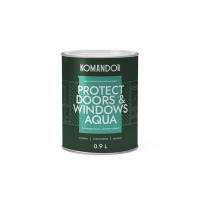 Эмаль "PROTECT DOORS&WINDOWS AQUA" для окон и дверей база A 0,9 л (1/6) "KOMANDOR"