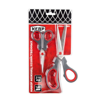 Купить Ножницы хозяйственные набор 2 шт. (140 мм, 210 мм) (1/10/120) "Кедр" 034-4095