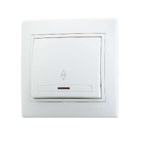 Купить Выключатель "MIRA" 1 кл. проходной с индикатором, белый (1/10/120) "LEZARD" 701-0202-114