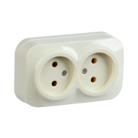 Купить Розетка открыт. уст. "GLORY" 2-х местн. рс22-2-хк, 10а, кремовый (1/24/288) "IEK"