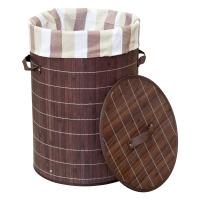 Купить Корзина для белья круглая BLB-01-D  D=34,5 см н=50 см бамбук темный (1/14) "Рыжий кот"