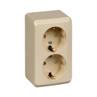 Купить Розетка открыт. уст. "Этюд" 2-х местн. с заземл, с шторками 16а, кремовый (1/16/96) "SCHNEIDER"