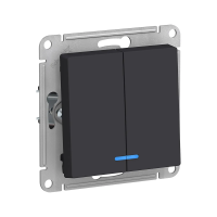 Купить Выключатель "ATLASDESIGN" 2-х кл. с индикатором (механизм) 10а, карбон (1/5/20) "SCHNEIDER"