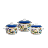 Купить Набор кастрюль эмалиров. №19 "Горная лаванда" белосн. (2 + 3 + 5,5 л) "Стальэмаль"  6KA191M