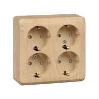 Купить Розетка открыт. уст. "Этюд" 4-х местн. с заземл, с шторками 16а, сосна (1/5/60) "SCHNEIDER"