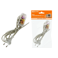 Купить Шнур шввп 2 х 0,75 мм² 2 м, плоск. вилка, светорегулятор шу05с4, прозрачный (1/80) TDM SQ1305-0054