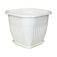 Купить Горшок-кашпо для цветов "Лозанна" квадратн. 3 л с поддоном (белый) (1/15) "Альтернатива" м1615